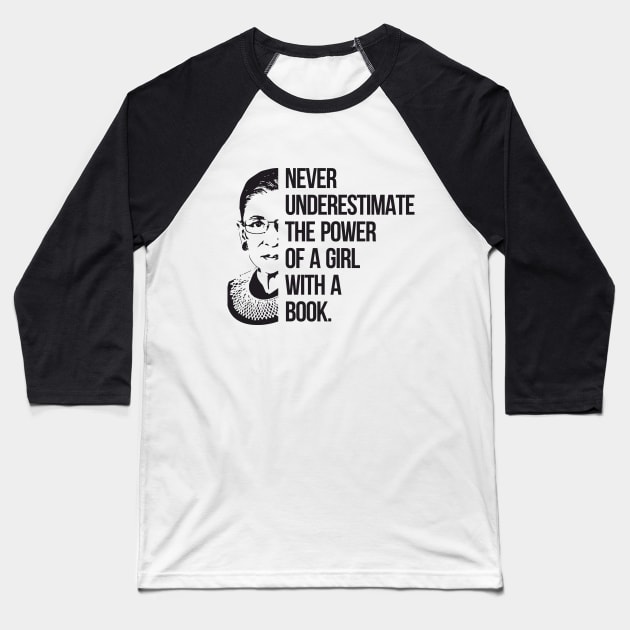 Ruth Bader Ginsberg Baseball T-Shirt by Library Of Chapters
